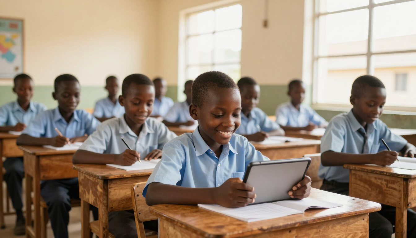 Children learning in a Freetown classroom